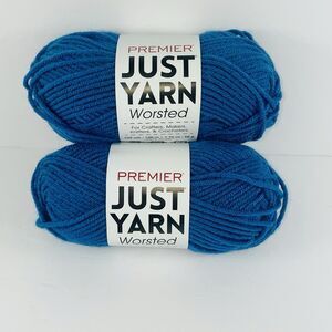 Premier JUST YARN WORSTED 109 yards (2 Skeins) CLASSIC BLUE Crochet Medium 4 NEW